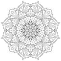 Mandala, black lines, pattern of circular radial lines on a white background. vector