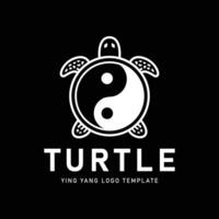 Black and white turtle logo with a yin yang symbol on the shell, perfect for branding and templates vector