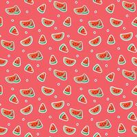 Seamless pattern with watermelons on a red background. vector