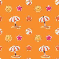 Seamless pattern with cute cartoon summer beach tools. vector