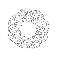 Hand drawn cartoon illustration sesame bagel icon Isolated on White vector