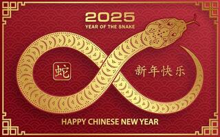 Happy Chinese new year 2025 Zodiac sign, year of the Snake vector