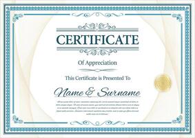 Certificate template with golden seal vector