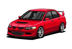 red rally car modification flat design vector