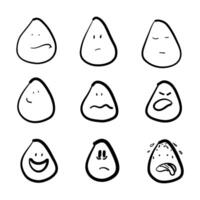 a black and white drawing of eggs with different vector