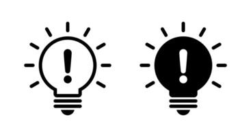 Exclamation mark with light bulb icon . Warning sign symbol vector