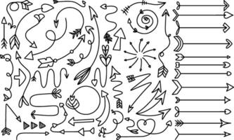 Doodle Arrows, Hand Drawn Sketch Bundle, Isolated on White Background Scribble Elements vector