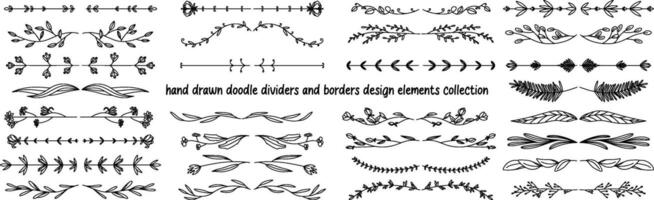 Doodle Dividers, Hand Drawn Line Borders Bundle, Isolated on White Background Scribble Elements vector