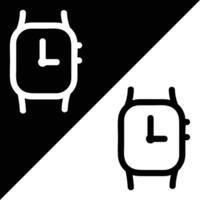 reloj inteligente aplicación icono, contorno estilo, aislado en negro y blanco antecedentes. vector