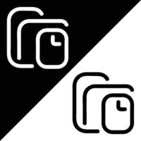 Folder icon, Outline style, isolated on Black and White Background. vector