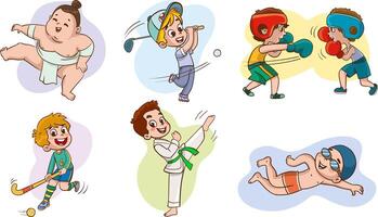 Set of Kids Playing Different Sports Illustration vector