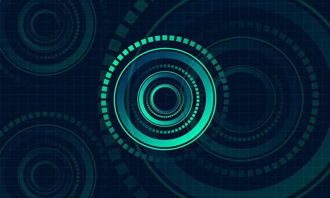 Abstract technology horizontal circle style concept. green style color on dark background.