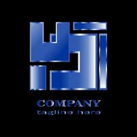 metallic gradient blue logo design. rectangle. vector