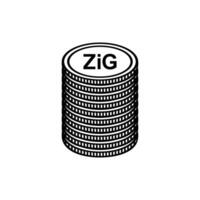 nuevo Zimbabue moneda símbolo, el Zimbabue oro icono, zig signo. ilustración vector