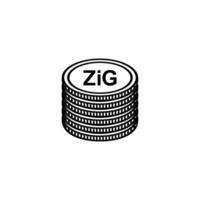 nuevo Zimbabue moneda símbolo, el Zimbabue oro icono, zig signo. ilustración vector