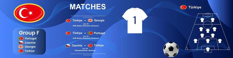 Information banner of the Turkish national football team with match schedule. Seamless carousel for Instagram. vector