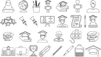 graduación realista educación conjunto de web íconos ilustración vector