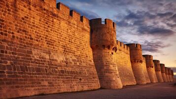 fortaleza murallas iluminado por oscuridad foto