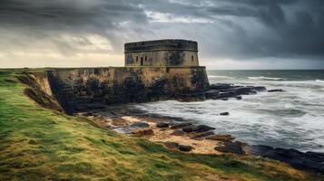 Stormy morning at coastal fort photo