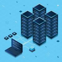 Database servers. Server room data center. Hosting server isometric. isometric illustration vector