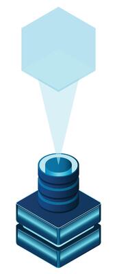 Isometric processor blockchain. Futuristic holographic interface. Futuristic concept. illustration