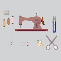 Sewing Related Cartoon Style Illustration vector