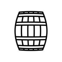 Wooden keg, cask, storage wood barrel icon in line style design isolated on white background. Editable stroke. vector