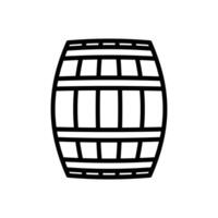 Wooden keg, cask, storage wood barrel icon in line style design isolated on white background. Editable stroke. vector