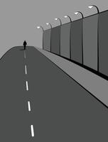 Man Walking Alone Art and Illustration vector