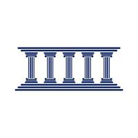 Bank, museum or library icon.Classical architecture building with columns.Flat illustration easy to edit and customize.Column pillar parthenon landmark.. vector