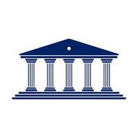 Bank, museum or library icon.Classical architecture building with columns.Flat illustration easy to edit and customize.Column pillar parthenon landmark.. vector