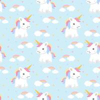 Cute cartoon character little unicorn. Seamless pattern for Baby Shower vector