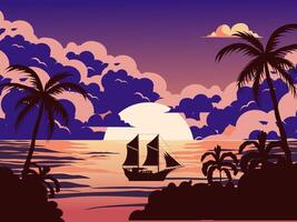 Beach background flat illustration vector