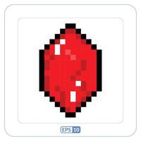 Red gemstone pixelation icon. Gems red color pixelation symbol vector