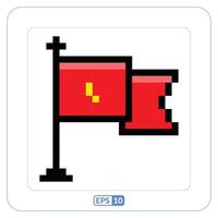 Flag pixelation icon. Flag, pin, flag map color pixelation symbol vector