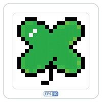 Four leaf clover pixelation icon. Clover, four leaf clover color pixelation symbol vector