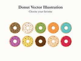 donut glaze cartoon pastry icon bakery menu illustration sugar baked dessert food summer eat vector