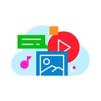 backup and save media in cloud storage concept illustration flat design. simple modern graphic element for landing page ui, infographic, icon vector