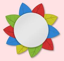 empty round frame background with colorful leaves vector