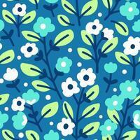 Flower meadow of forget-me-nots, seamless pattern vector