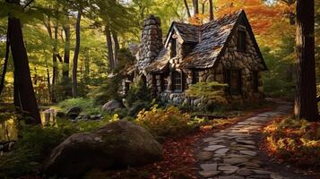Stone dwelling forest clearing photo