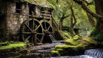 Vintage watermill showing signs of age photo
