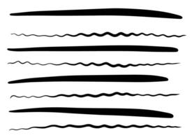 Set of Hand-Drawn Black Lines and Waves vector