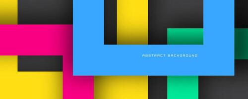 3D colorful geometric abstract background overlap layer on dark space with squares shapes decoration. Modern graphic design element cutout style concept for web banner, flyer, card, cover, or brochure vector