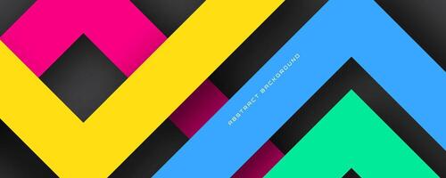 3D colorful geometric abstract background overlap layer on dark space with triangle shapes decoration. Modern graphic design element cutout style concept for web banner, flyer, card, cover or brochure vector