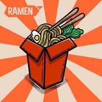 ramen taza mano dibujado ilustración vector