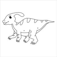 Cute Parasaurolophus dino outline illustration vector