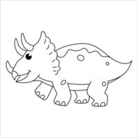 Cute Triceratops dino outline illustration vector