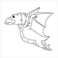 Cute Pterodactyl dino outline illustration vector