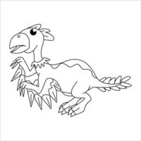 Cute dino archeopteryx outline illustration vector